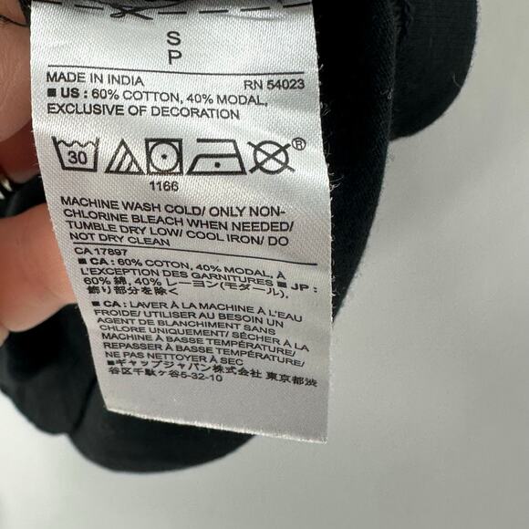 Banana Republic Embroidered T-Shirt Small Black White Peasant Bohochic Bohemian - Picture 6 of 7